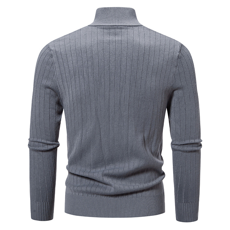 Casual Larger Fit Men's Woolen Argyle Cardigan - Stylish Stand-Up Collar Knitting for Cold Seasons