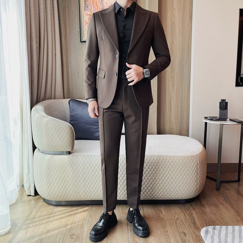 X12192Men's suits Korean style slim fit business casual small suits men groom wedding dress