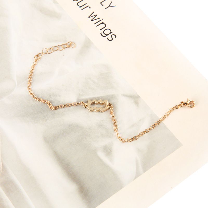 Zodiac Charm Bracelets 18K Gold Plated 12 Horoscope Link Bracelet Hand Chain Accessories Constellation Aries ,Cancer,Libra Jewelry Gift with Wish Card