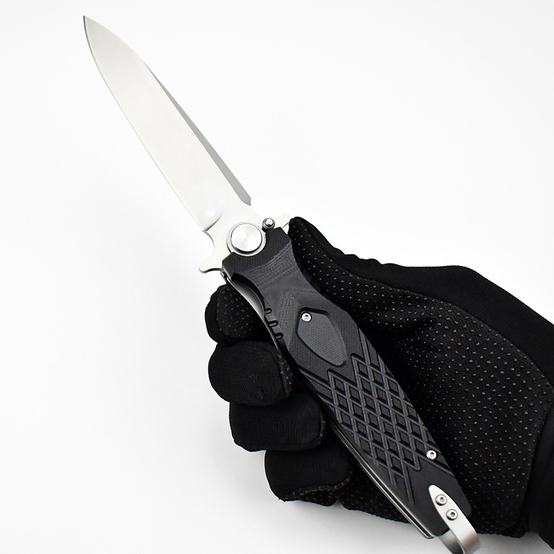 Top Quality Flipper Folding Knife D2 Titanium Coating Blade G10 with Steel Sheet Handle Outdoor Camping Survival Tactical Knives