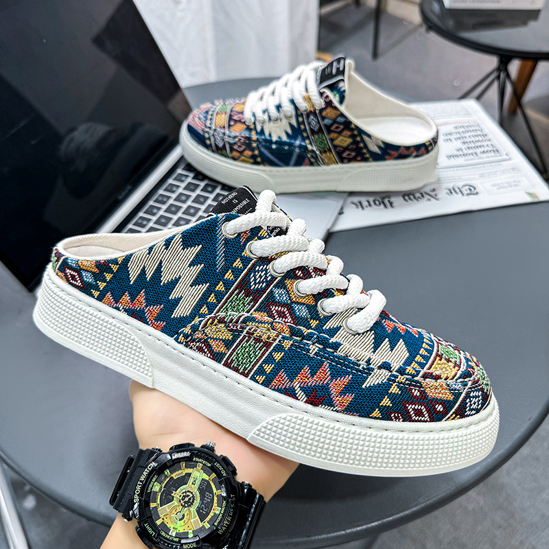 Men Casual Slip-on Fashion NEW hot Comfort Flat Bottom Trendy Printing Canvas Versatile Designer Shoes Multi Color Free shipping