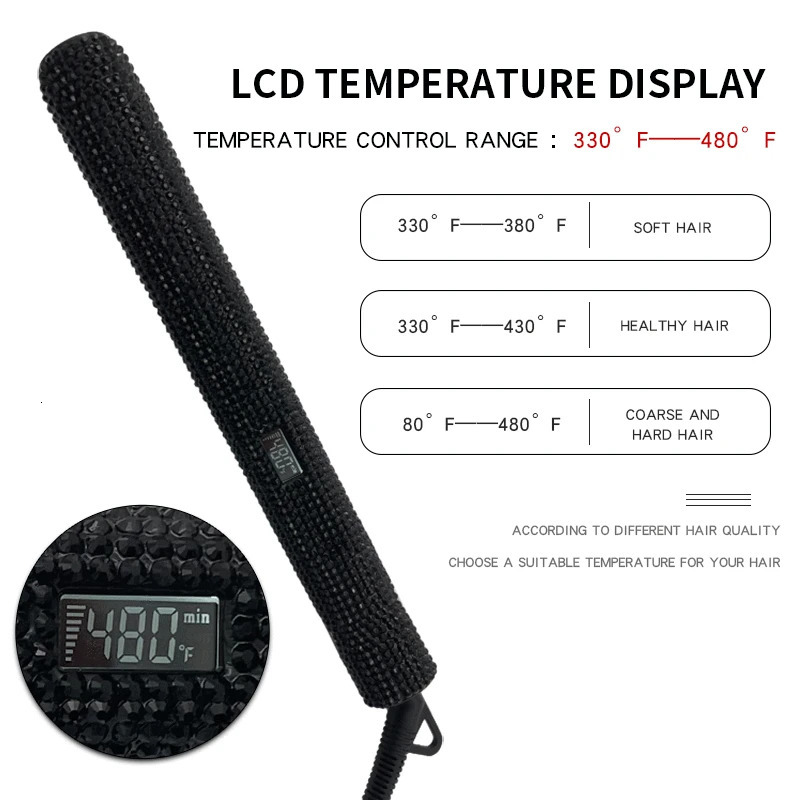 Professional Flat Iron Hair Straightener PTC Safely Heating to Bling Crystal Hair 241218