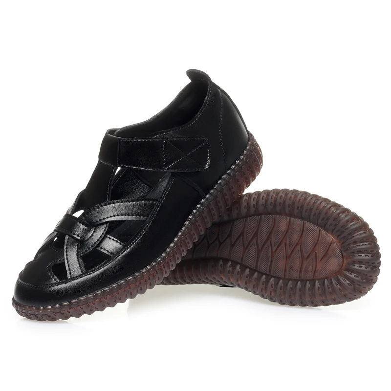 AIYUQI Women's Summer Sandals 2024 New Cut-out Flat Women's Shoes Genuine Leather Large Size Hole Shoes Ladies