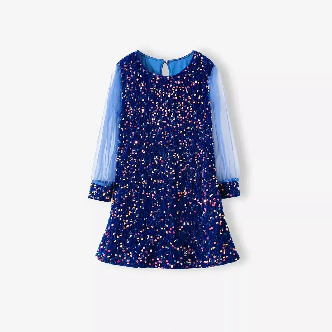 Autumn Girls Princess Dress Baby Kids Elegant Party Tutu Fluffy Sequin Mesh Skirt Children Mesh Tulle Birthday Dresses L466 241219