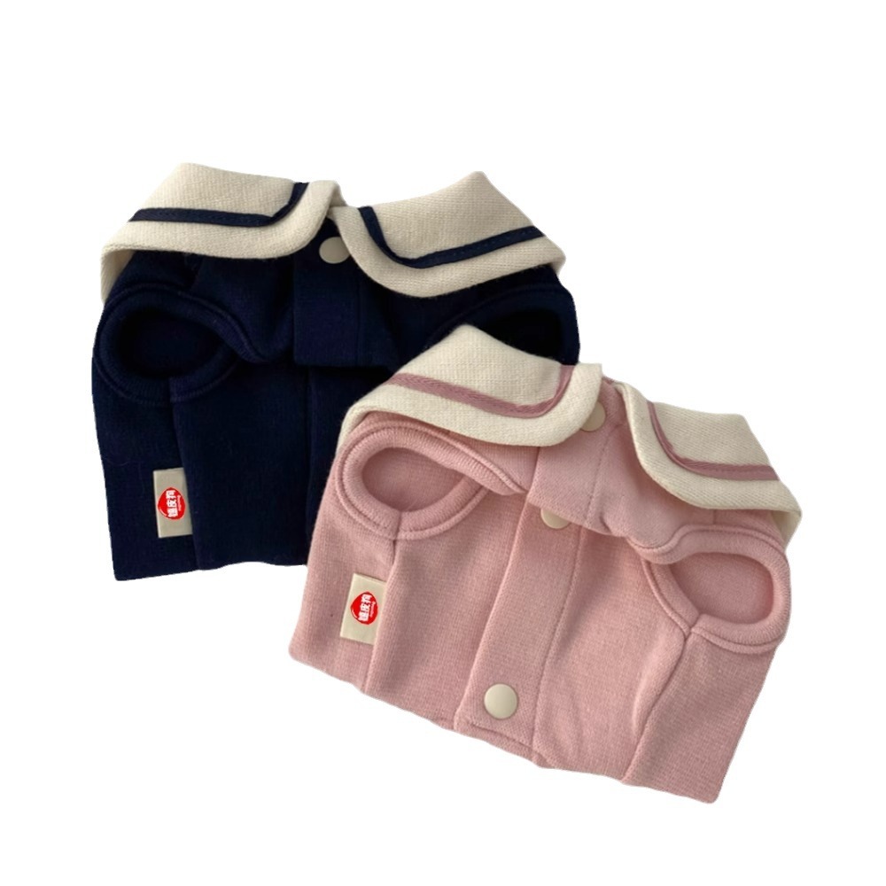 Dog Apparel Autumn/Winter Single Breasted Cardigan Sweater INS Teddy Small Cat Contrast Designer Clothes