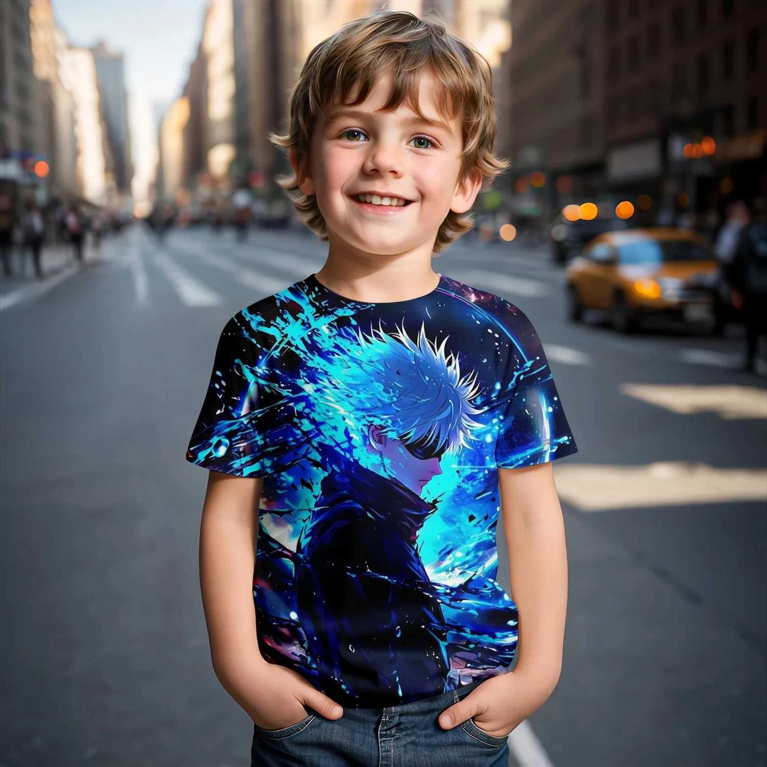 Jujutsu Kaisen Satoru Gojo T-Shirt Cute Figure Graphic T-shirts for Kids Fashion Funny Short Sleeves Tops Breathable and LightXJ241219