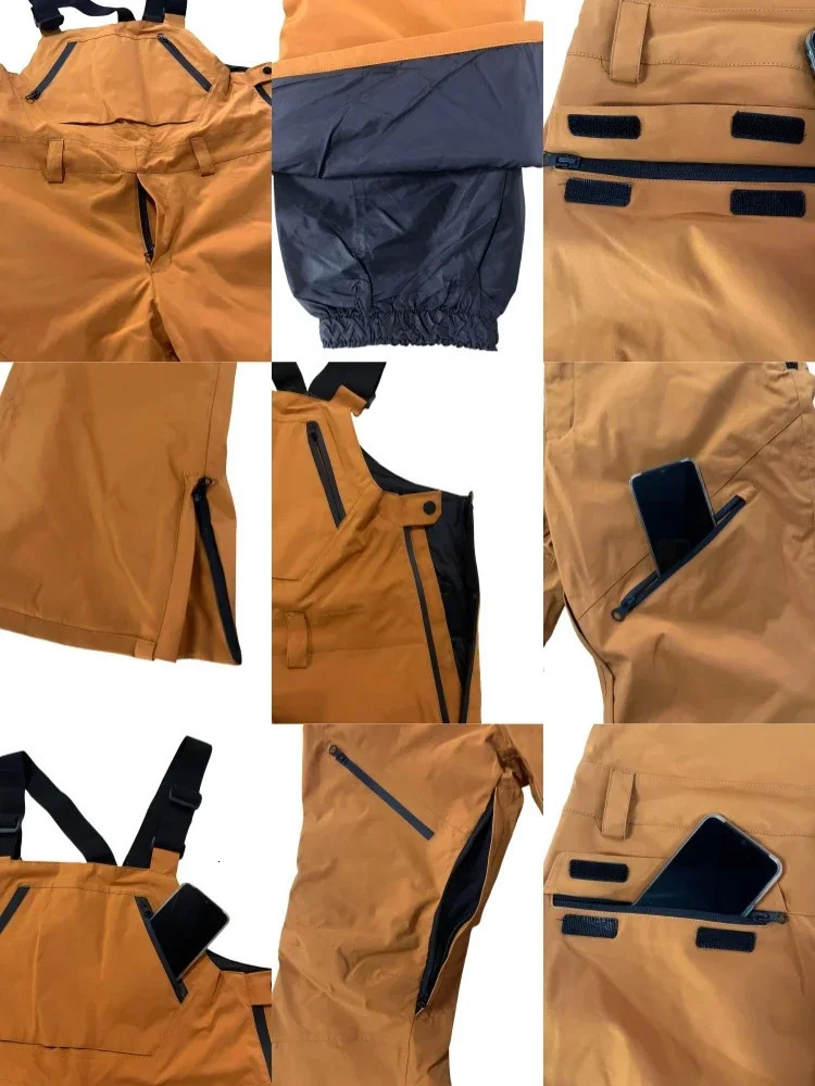 Men Loose Skiing Pants Outdoor Waterproof Windproof Snow Trousers Winter Ski Overalls Snowboard Sport Strap Pants Clothing 241219