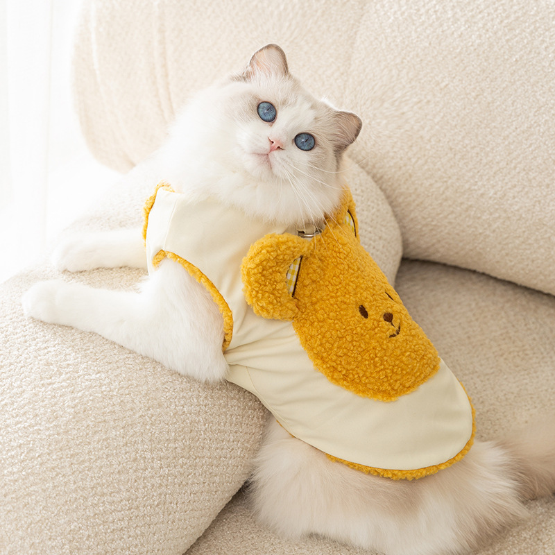 Dog Apparel Pet Autumn/Winter Single Breasted Cardigan Sweater Teddy Small Cat Contrast Designer Clothes