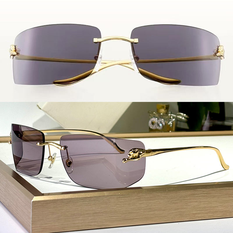 Designer sunglasses womens Frameless metal 0359 Luxury mens sunglasses Fashion Outdoor Mask Goggles Anti-UV400 Glasses With box