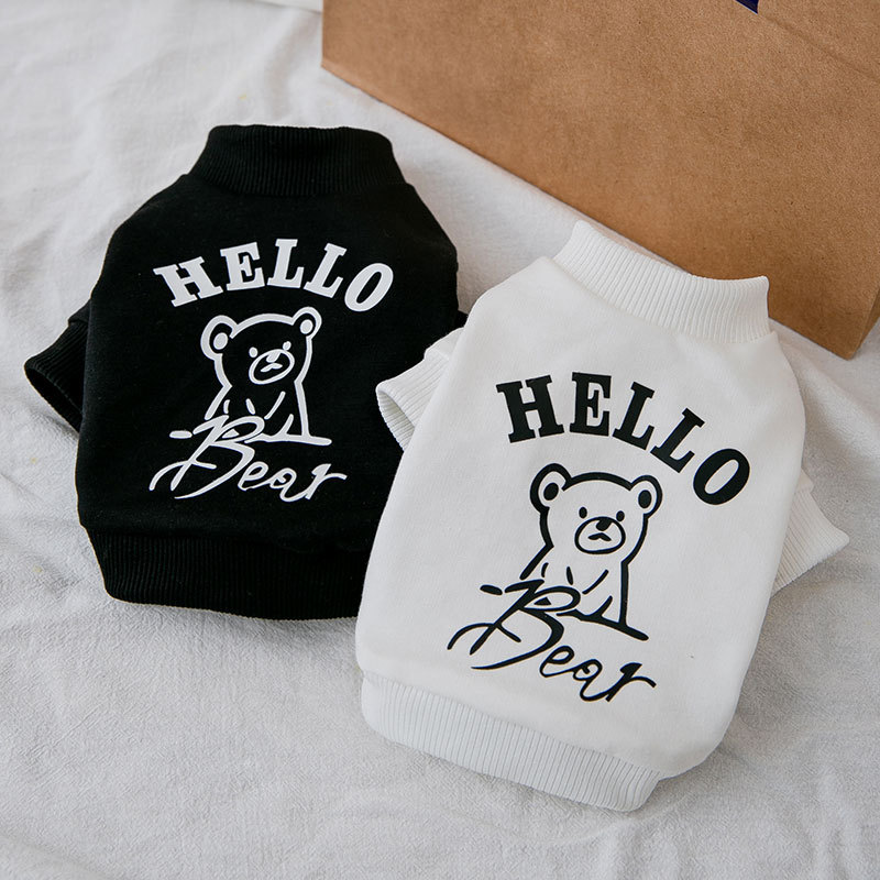 Autumn thin small dog teddy printed hoodie, teddy medium-sized small dog, cat, puppy pet clothes