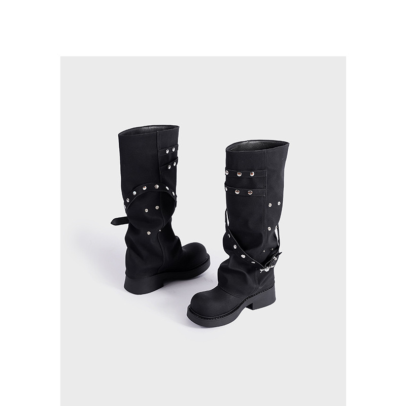 2025 new Style Platform British New Autumn Retro Wild Thick-soled Increased Motorcycle Boots Women Shoes fc7c