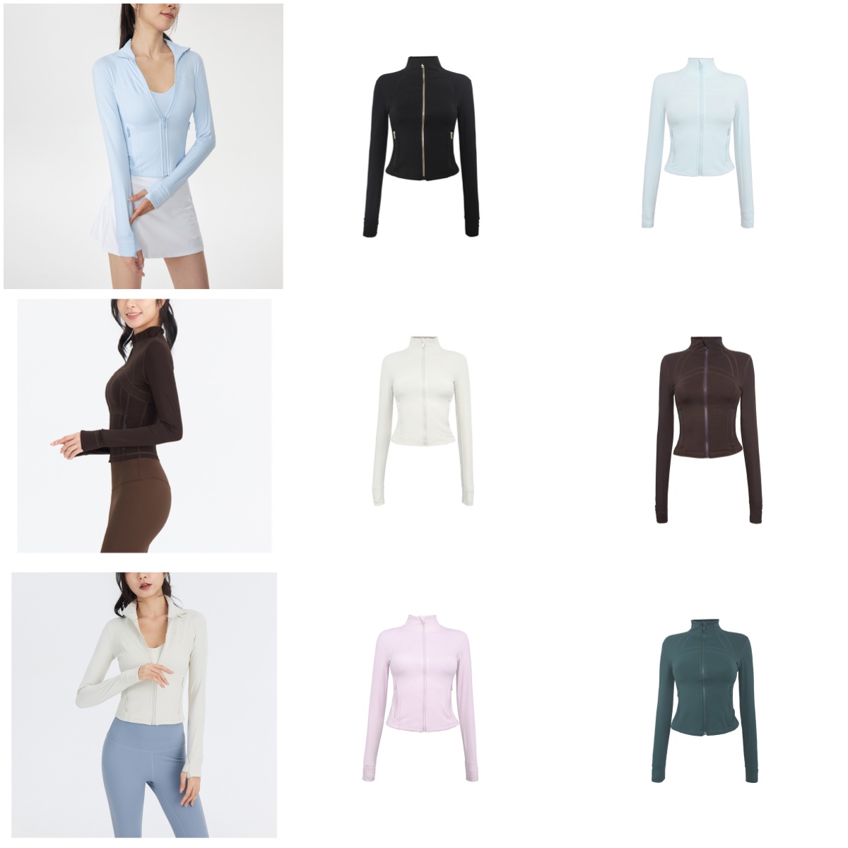 Women Designer Yoga Cropped DF Jacket Gold Zipper Tights Buttery Soft Activewear Slim Fit Zip Thumb Hole Running Workout Fiess Golden Zipper Jackets