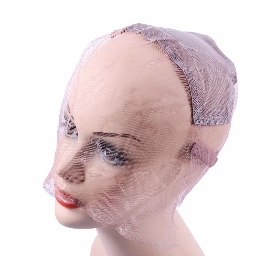 1Pc Full Lace Wig Cap Base For Making Full Hand Made Wigs With Adjustable Straps Glueless Weaving Cap Customize Hairnets 241219