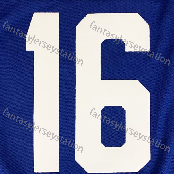 Men's No.16 Blue Ice Hockey Jersey Stitched, Breathable Polyester Pullover Sweatshirt for Sports, Casual, Party, Holiday Embroidered Marner IN ST