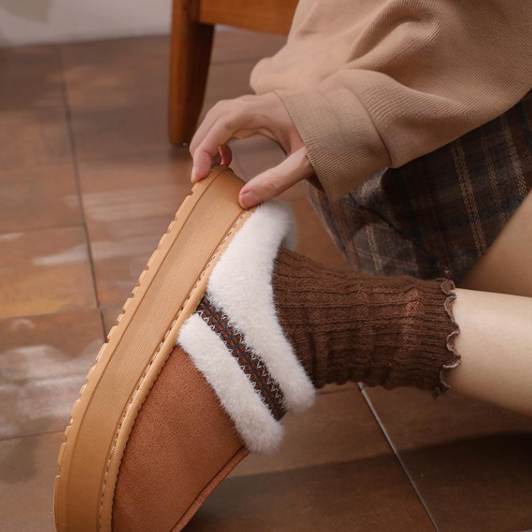 Women Slippers Thick Sole Cotton Winter Indoor Wear Warm Anti-slip Slip-on Fashion Triple Black Beige Brown Coffee Free shipping