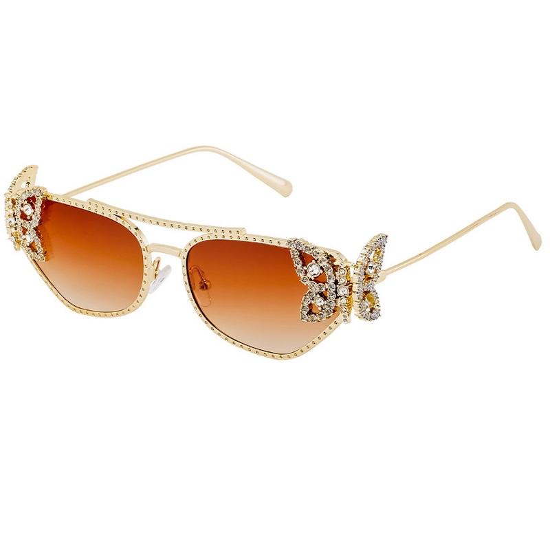 Sexy Sunglasses Cat Eye Butterfly Diamond Rhinestones Women Y2K Luxury Fashion Retro UV400 Vintage Brand Glasses Designer Metal Small Party for Weddin