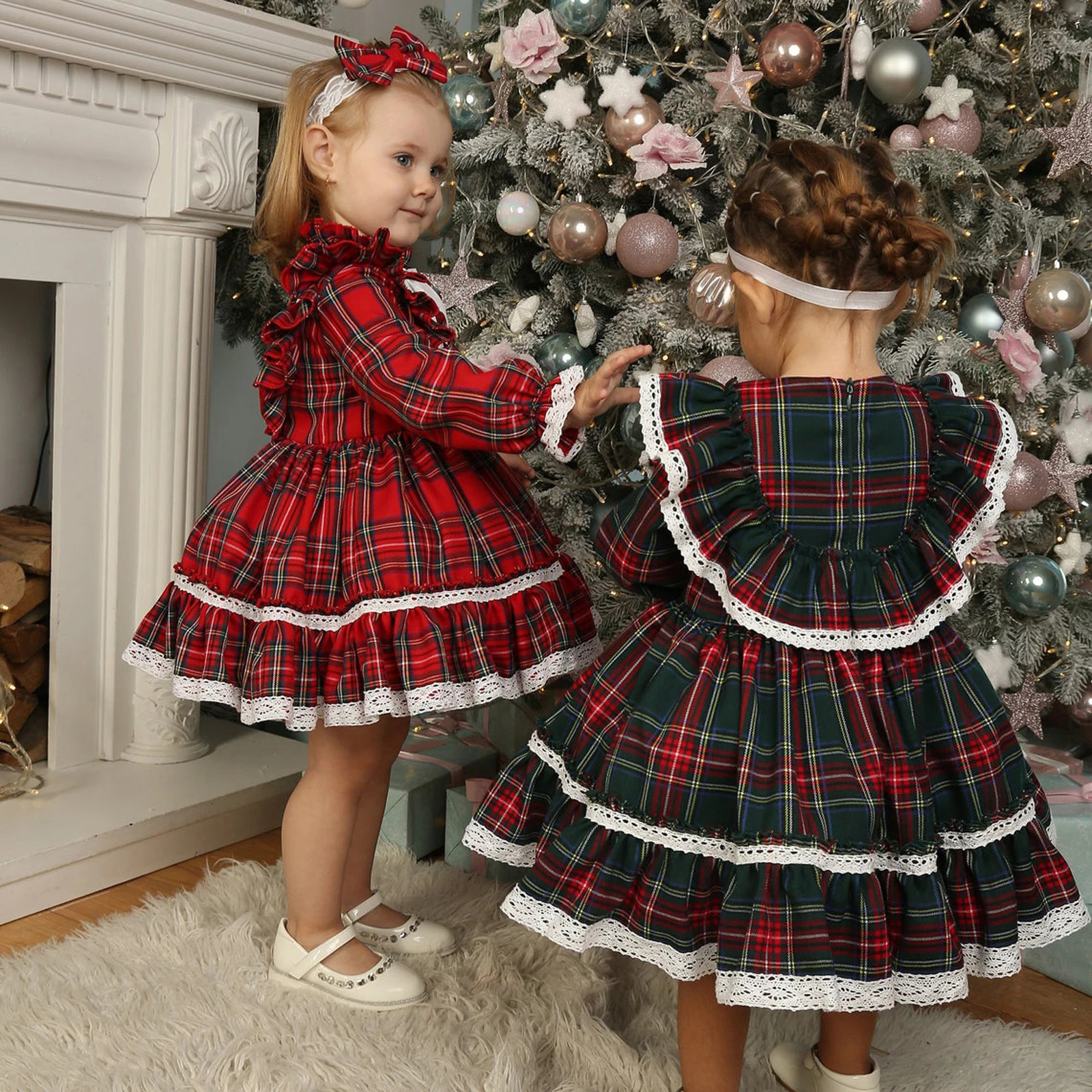 Ma Baby 1-7Y Christmas Girls Red Dress Kid Toddler Girl Plaid Bow Tulle Tutu Party Dresses Children Year Xmas Costumes 241219
