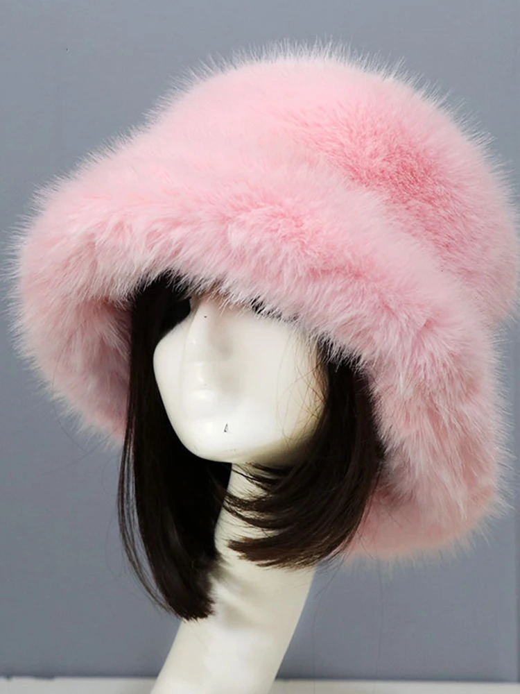 LANMREM Fur Hat Winter Warmth Hat Colorful Personalized Ear Protector Wide Brim Fisherman Hats Women Outdoor 2DB1274 241218