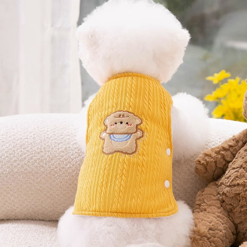 Autumn and winter dog thick warm vest, cat two legged teddy bear knitted double-layer vest, pet teddy dog clothes HS36