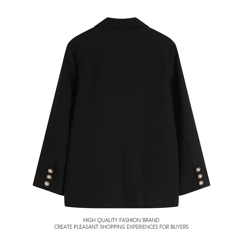 College Style Emblem Suit Coat Women's Spring Autumn Button Black Jacket 2023 New Casual Loose Slim Blazer Unisex Coats