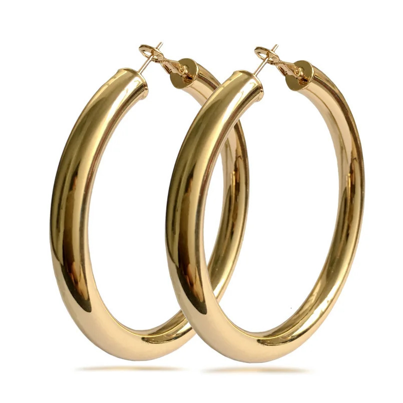 Large big Chunky thick hoop earrings for women night club party hyperbole earrings 70mm jewelry 241219