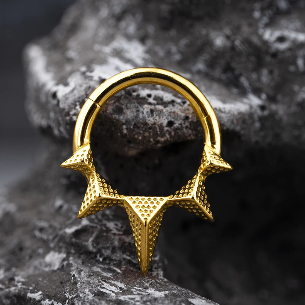 Doearko 1pc Spike Septum Rings 16G - 316L Stainless Steel Nose Rings Hoops for Men Women Septum Piercing Jewelry 8 mm 241218