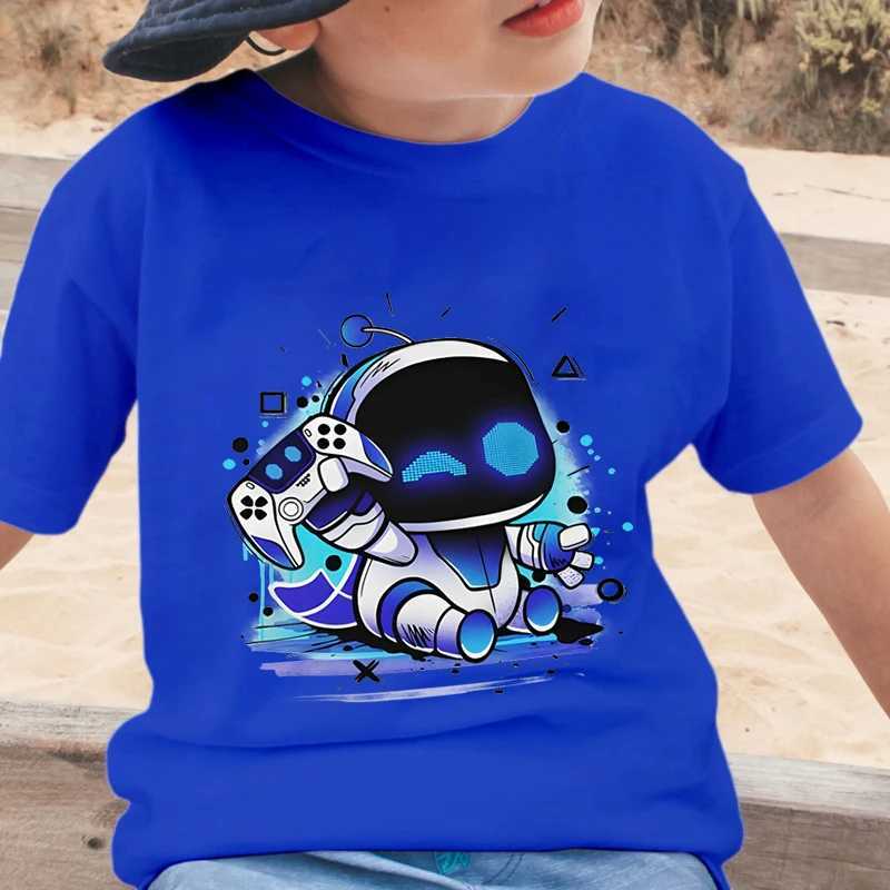 Astros Playroom Game Astro Bot T Shirts Kids Funny Character Robot T-Shirts Crew Neck Short Sleeve Girls Boys StreetwearXJ241219