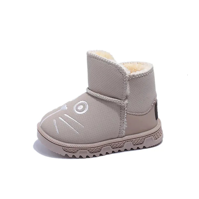 Boys Girls Short Boots with Cute Cat Children Cotton Boots for Winter Sweet Kids Warm Boots with Fur Non-slip Trendy 241219
