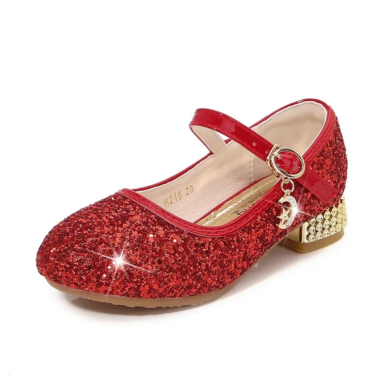 Zhongda Girls Fashion Show Crystal Shoe Versatile Mary Jane Fashion Sequins Walk Princess Shoe School Shoes for Kid Girls 241219