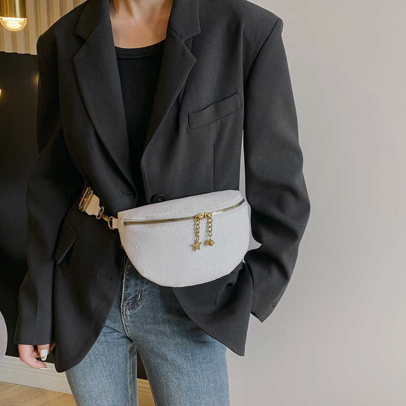 Flower embossed chest bag, women's fashionable casual versatile waist bag, ethnic style shoulder strap, large capacity shoulder crossbody bag 241