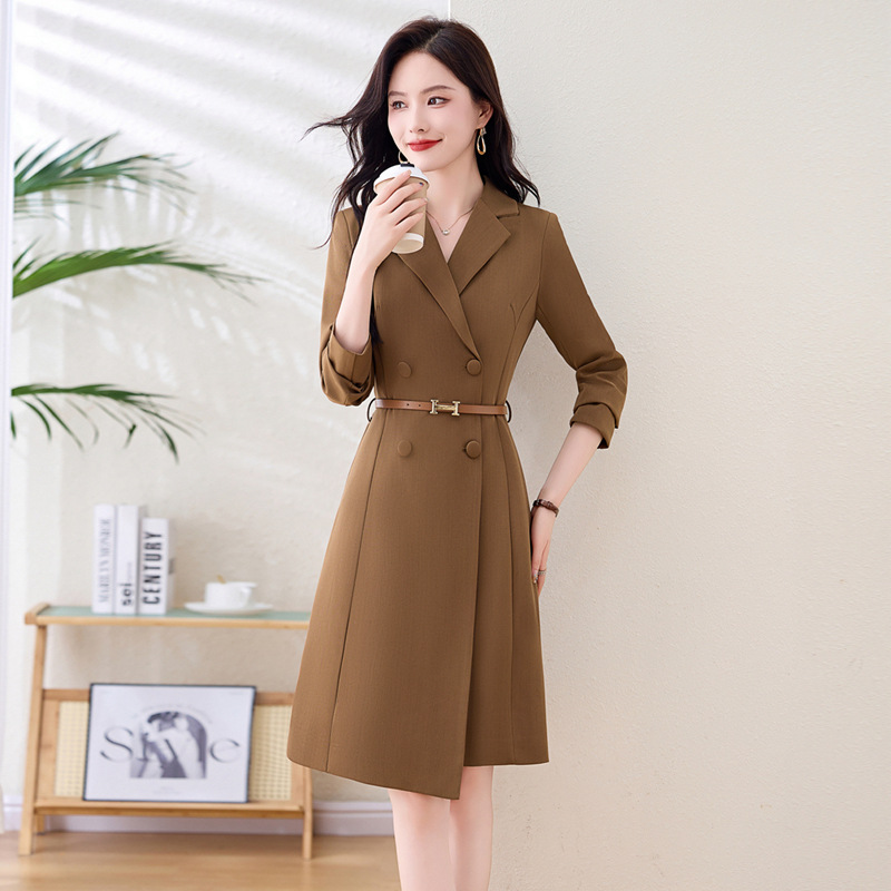 D141 High-end long-sleeved suit dress for women new spring and autumn temperament commuting slim slimming professional dress