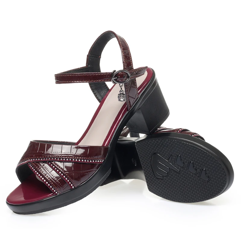 AIYUQI Women Summer Sandals Genuine Leather High-heel Sandals Women Large Size Fashion Sandals For Women