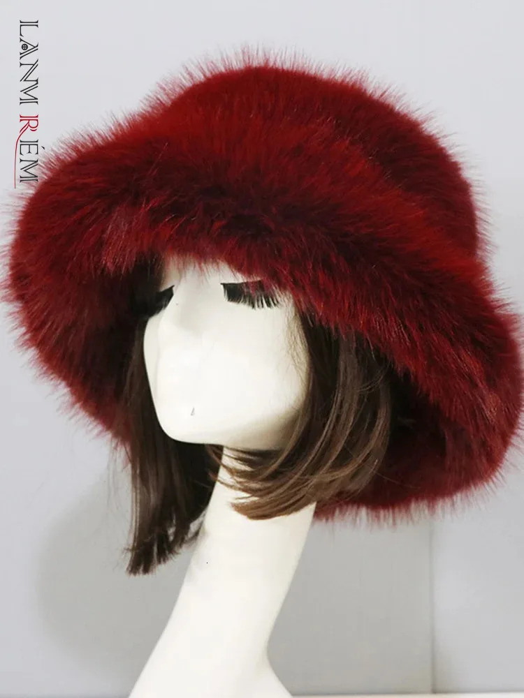 LANMREM Fur Hat Winter Warmth Hat Colorful Personalized Ear Protector Wide Brim Fisherman Hats Women Outdoor 2DB1274 241218