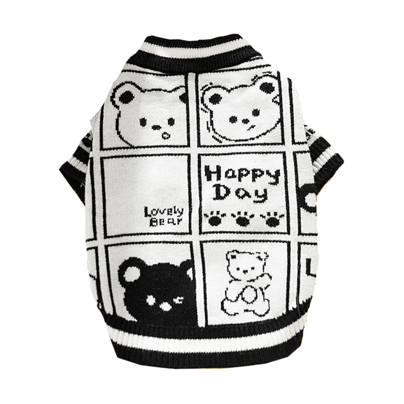 Dog clothes autumn and winter, simple style jacquard knitted sweater, Teddy thicker warm and cozy pet clothes