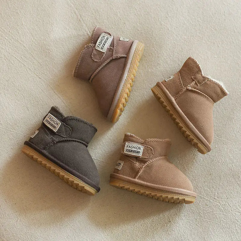 Winter Baby Snow Boots Warm Plush Leather Toddler Shoes Fashion Boys Girls Antislip Rubber Sole Sneakers Infant 241218