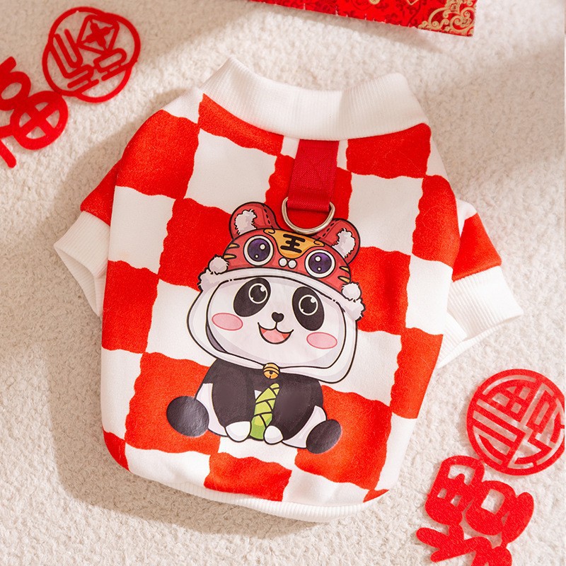 Cat and dog clothes, autumn, winter, New Year's clothes, dog pet clothes, small and medium-sized dog and kitten festive hoodies