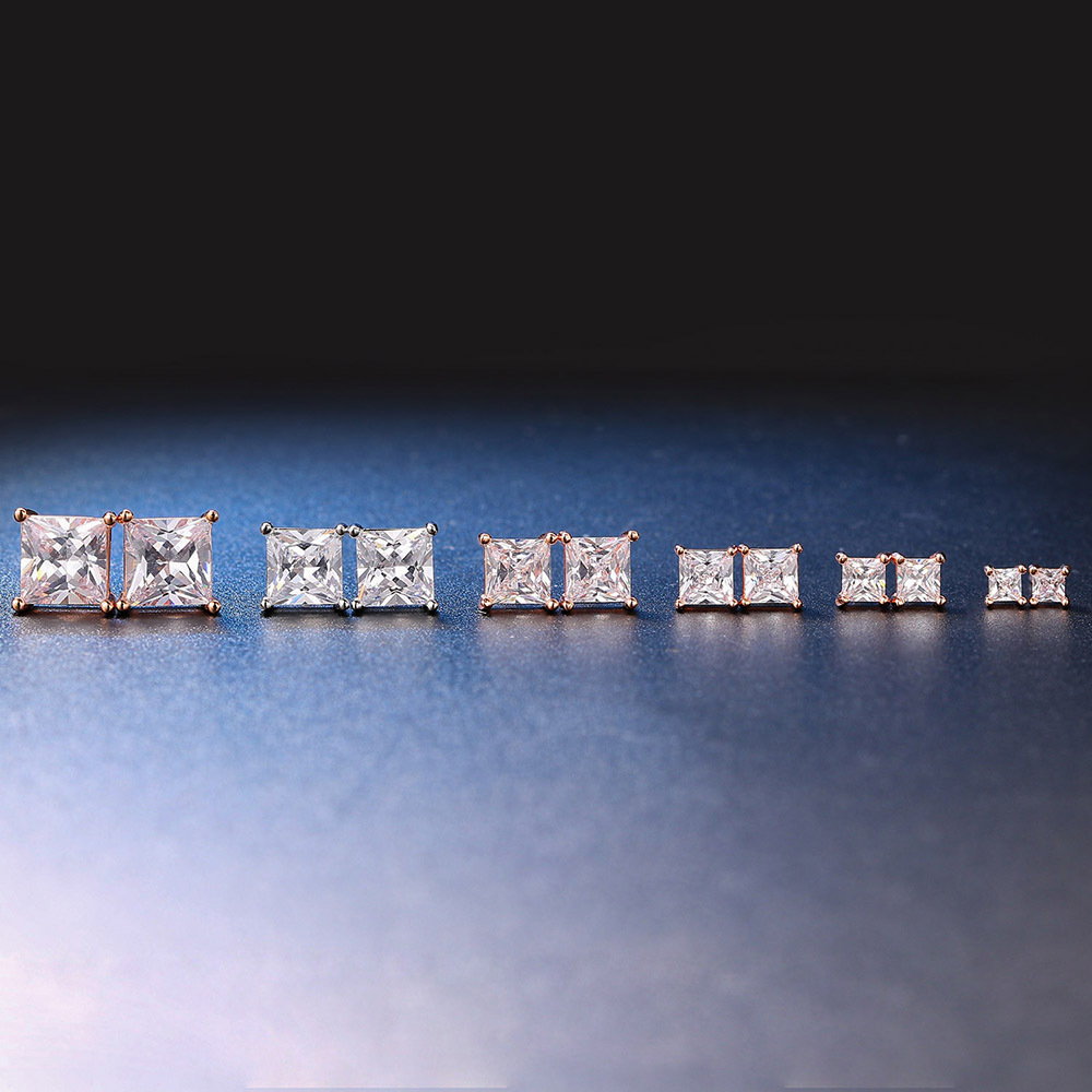 Popular Square Zircon Stud Earrings For Men Women Classic Everything Matching Ear Accessories Jewelry Wholesale aretes de mujer hip hop men earring