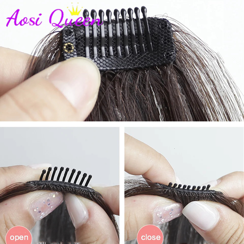 AS Long Bangs Two Side Fringe Black Brown Natural Hair Extension Front Hair Piece Clip In Extensions Overhead Bang False Hair 241219