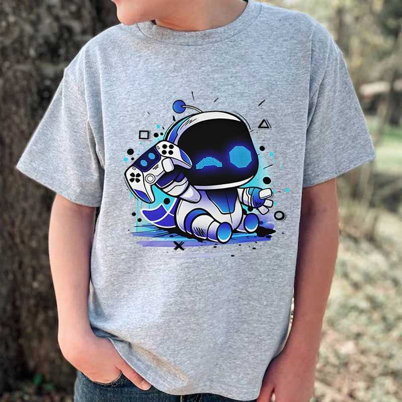 Astros Playroom Game Astro Bot T Shirts Kids Funny Character Robot T-Shirts Crew Neck Short Sleeve Girls Boys StreetwearXJ241219