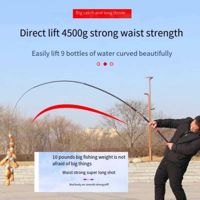 Telescopic Fishing Rod 2.7/3.0/3.6/4.2/4.5m Travel Surf Rod Spinning Power 5-300g Throwing Surfcasting Carbon Baitcasting rodXJ241219