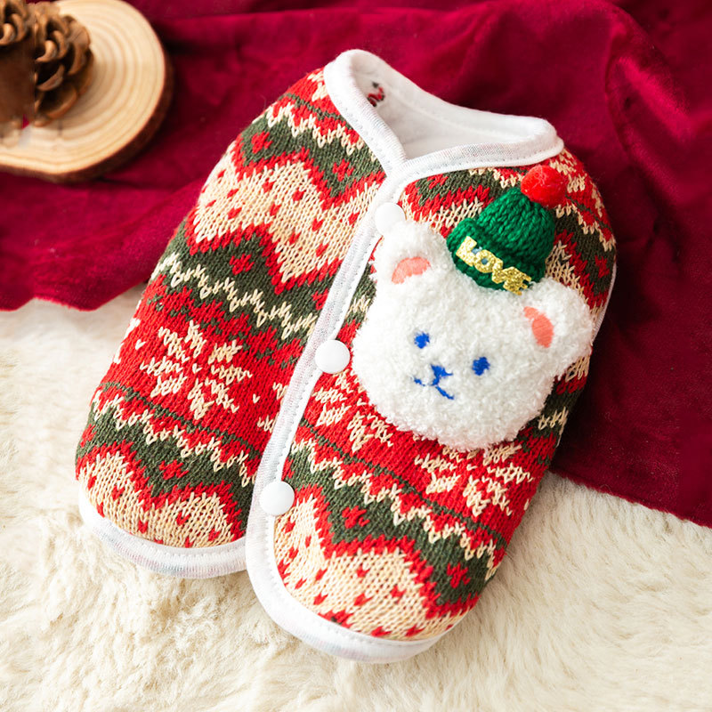Chinese New Year Celebration Dog Clothes 3D Christmas Knitted Sweater Teddy Small Dog Cat Pet Sweater HS40