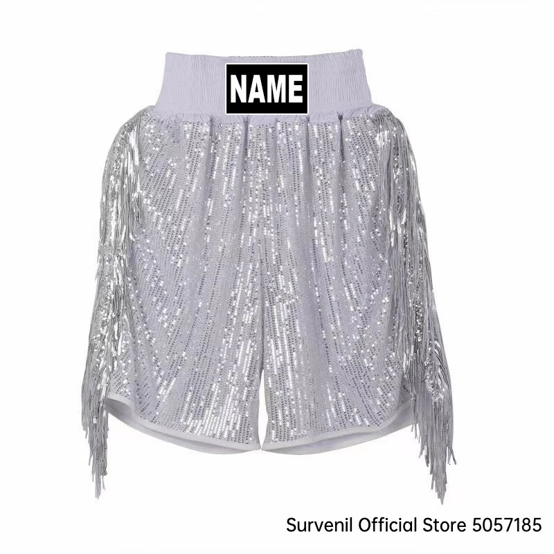 Muay Thai Pants Stylish Sequins Personalized Boxing Shorts Men Women Kids Custom Martial Arts MMA Fighting Kickboxing 241218