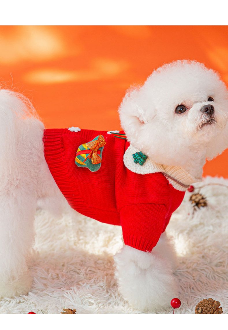 2025 new 2025 new Autumn/Winter Dog Snow satchel Christmas sweater Small and medium-sized dog New Year festival knitwear pet clothing