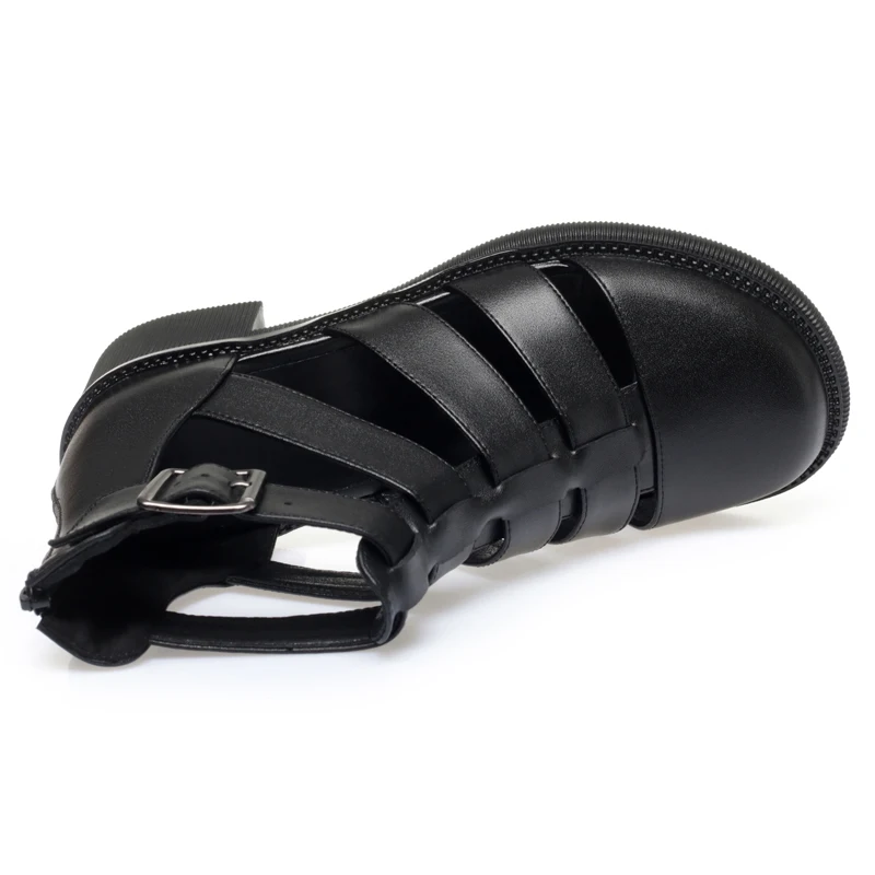 AIYUQI Women Sandals Summer Genuine Leather Ladies Sandals Closure Braided Gladiator Non-Slip Casual Sandals Women