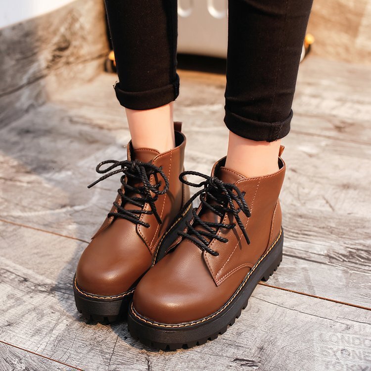 Ddmywed 2019 Spring And Autumn Bottom Martin Women's Round Head British Style Short Thick Heel Motorcycle Single Boots Chinese Brand Shoes F1219-