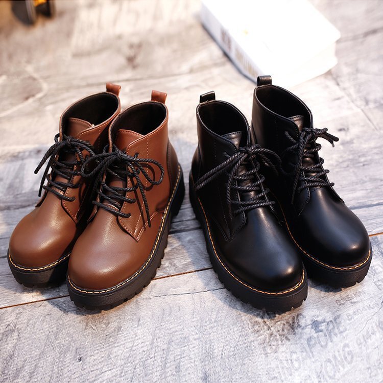 Ddmywed 2019 Spring And Autumn Bottom Martin Women's Round Head British Style Short Thick Heel Motorcycle Single Boots Chinese Brand Shoes F1219-