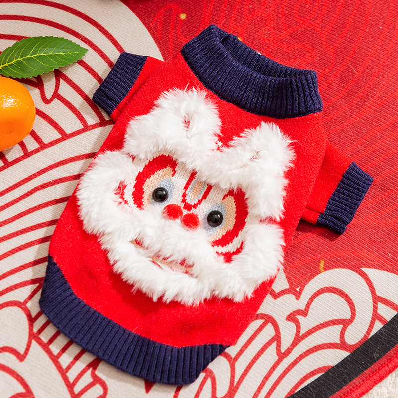 Autumn and Winter Dog Clothes for Chinese New Year Celebration, Three dimensional Lucky Sweater, Teddy, Small Dog Pet, Spring Festival