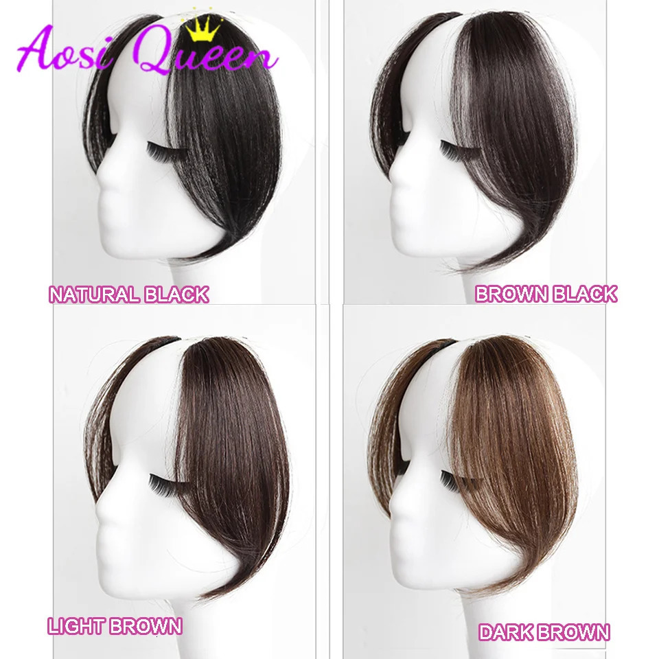 AS Long Bangs Two Side Fringe Black Brown Natural Hair Extension Front Hair Piece Clip In Extensions Overhead Bang False Hair 241219