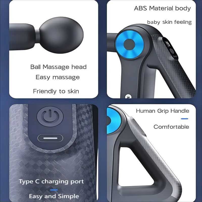 Professional Golder Small Triangle Massage Gun 9 Gears 9 heads Deep Tissues Muscle Massager 1500mAh Long Life Fascia GunXJ241219