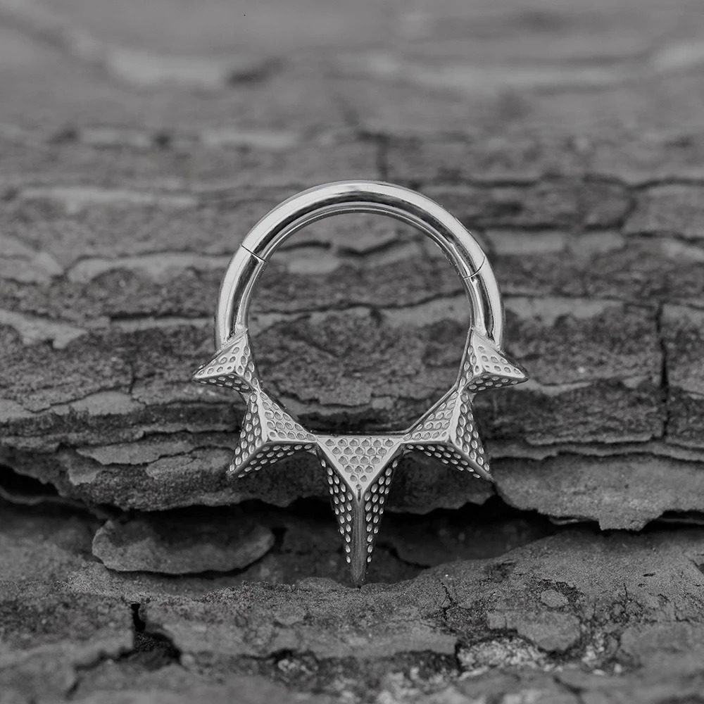 Doearko 1pc Spike Septum Rings 16G - 316L Stainless Steel Nose Rings Hoops for Men Women Septum Piercing Jewelry 8 mm 241218